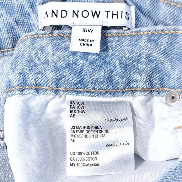 And Now This Women Light Blue Denim Jeans High Rise 16W Casual Distressed Cotton - Picture 3 of 8